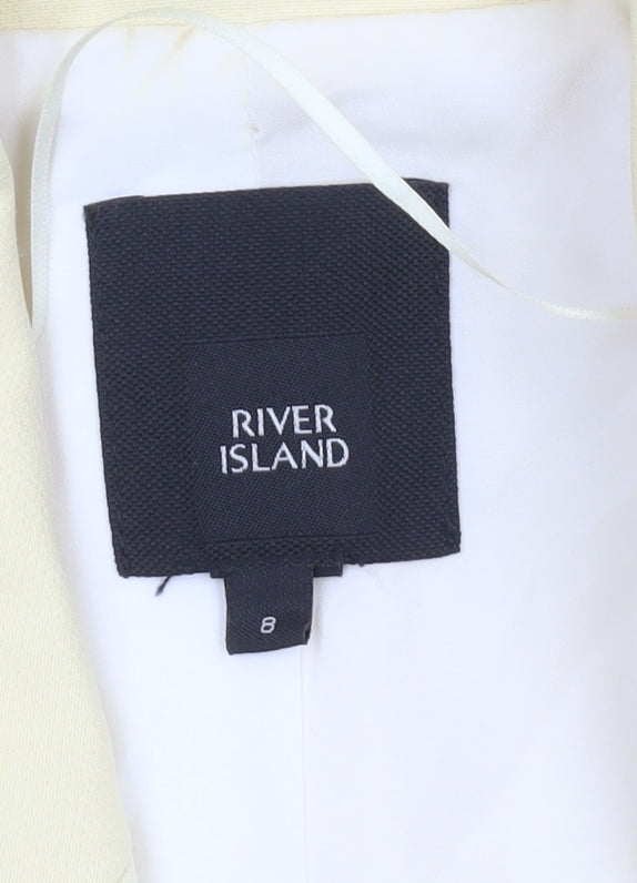River Island Women's Beige Double-Breasted Blazer Jacket Size 8