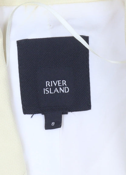 River Island Women's Beige Double-Breasted Blazer Jacket Size 8