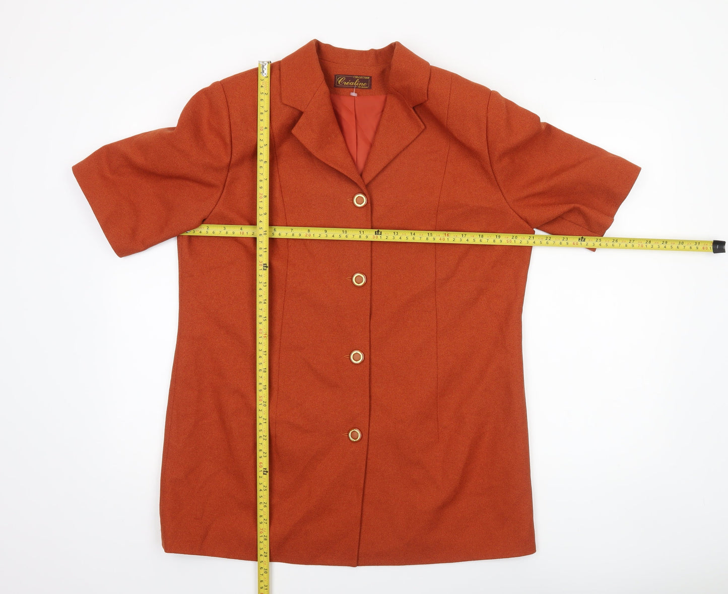 Créatine Women Rust Orange Short Sleeve Suit Jacket UK 16 Classic Style