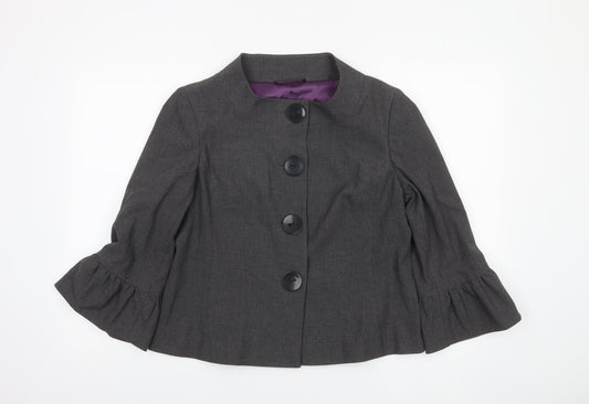 Amaranto Women's Grey Size 16 Ruffle Sleeve Suit Jacket