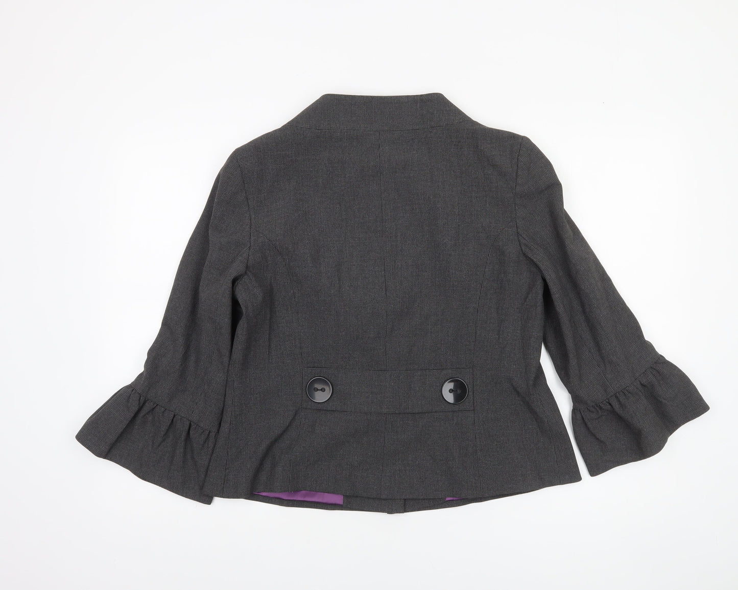 Amaranto Women's Grey Size 16 Ruffle Sleeve Suit Jacket