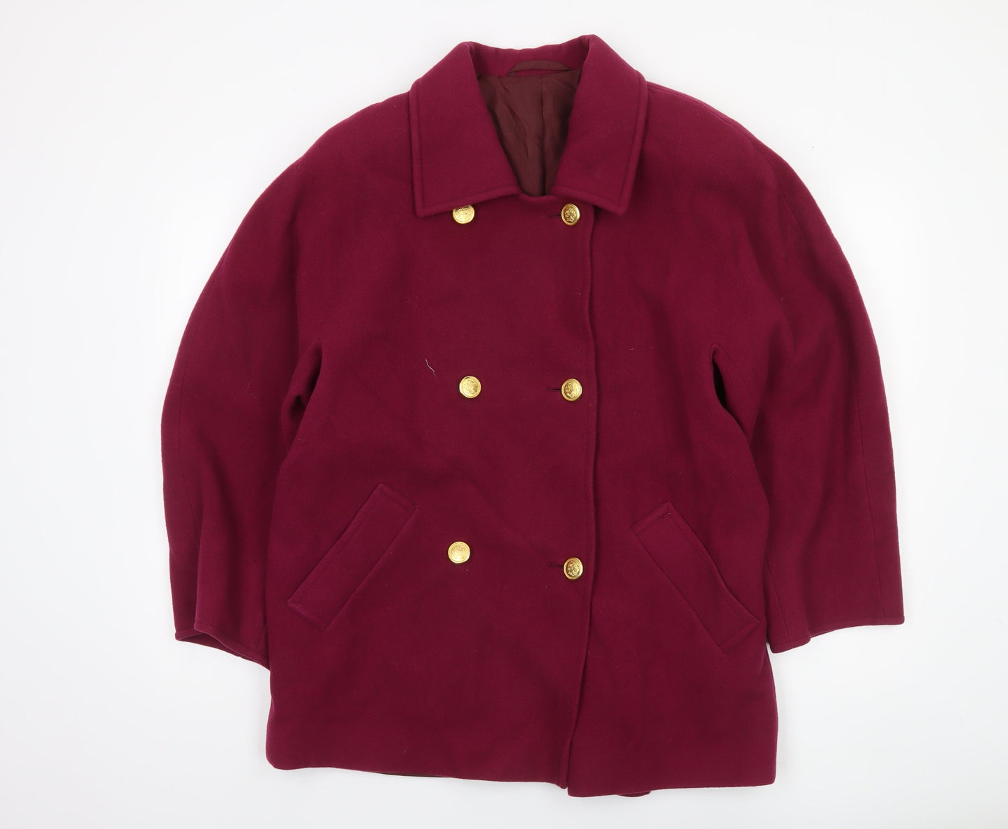 Marks and Spencer Women’s Red Wool Pea Coat UK 14 Mid-Length Classic Style