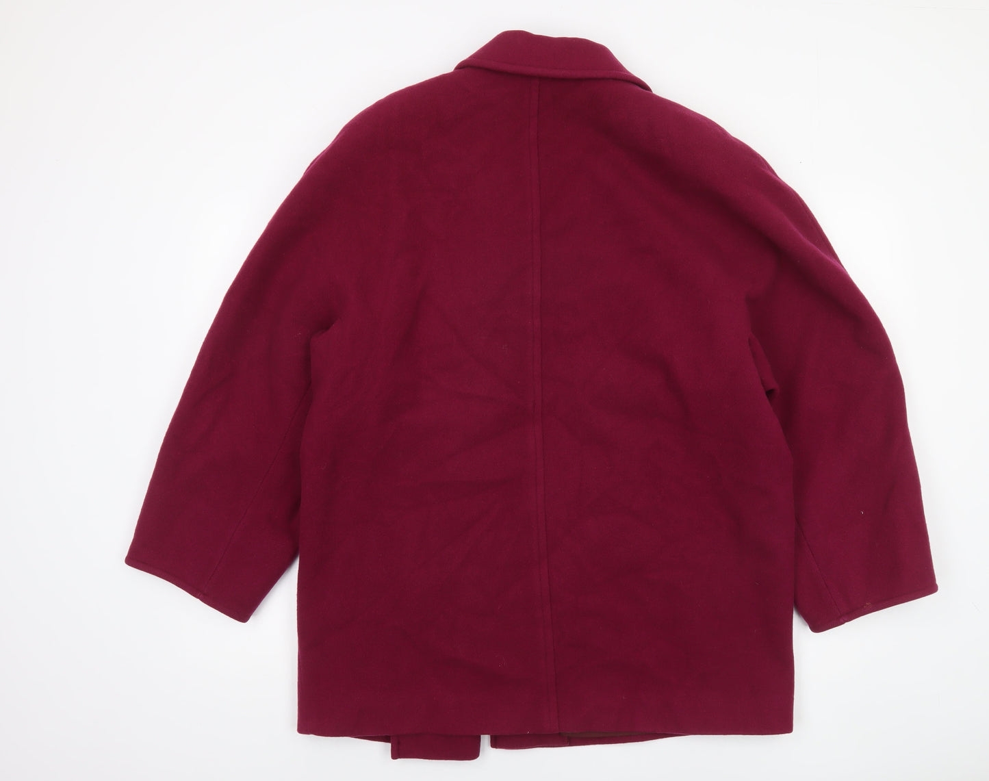 Marks and Spencer Women’s Red Wool Pea Coat UK 14 Mid-Length Classic Style