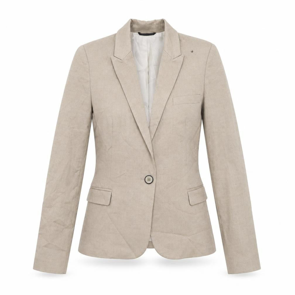 Zara Basic Women's Beige Regular Fit Single-Breasted Blazer Size S