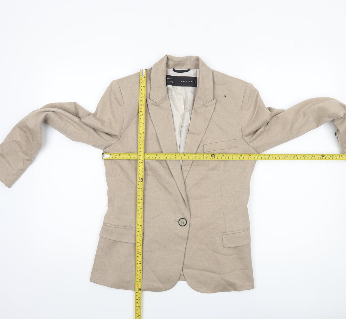 Zara Basic Women's Beige Regular Fit Single-Breasted Blazer Size S