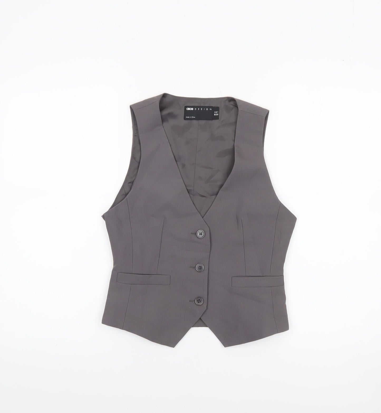 ASOS Design Women's Grey Size 8 Slim Fit Suit Waistcoat
