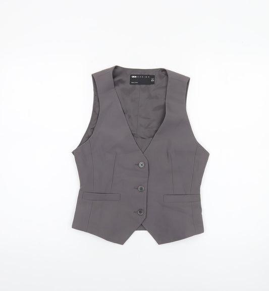 ASOS Design Women's Grey Size 8 Slim Fit Suit Waistcoat