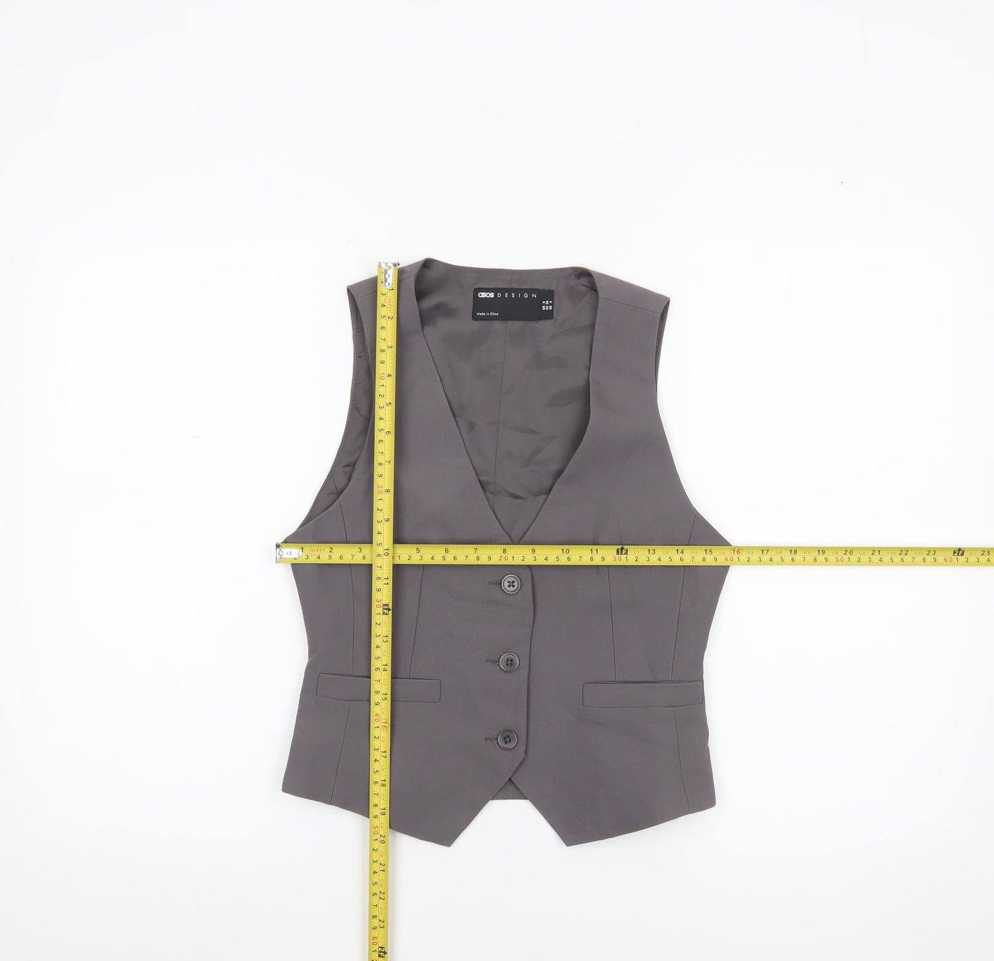 ASOS Design Women's Grey Size 8 Slim Fit Suit Waistcoat