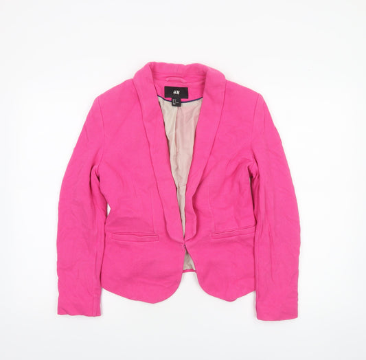 H&M Women’s Pink Single-Breasted Blazer Size 10 Cotton Lined