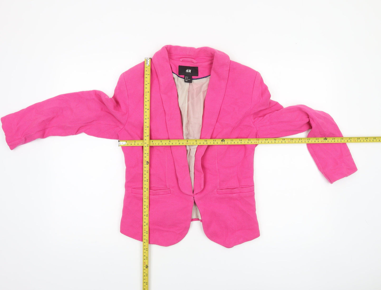 H&M Women’s Pink Single-Breasted Blazer Size 10 Cotton Lined