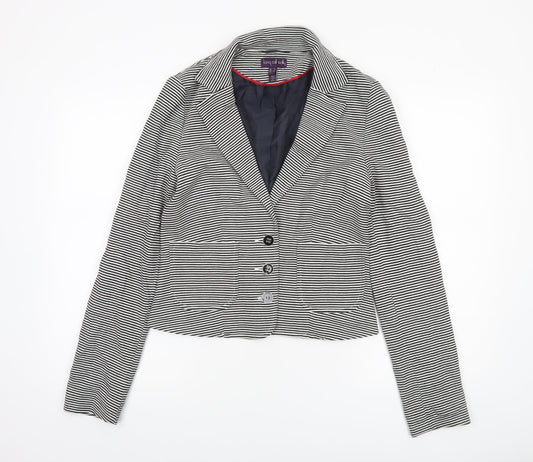 Long Tall Sally Women Black White Striped Blazer UK 10 Tailored Jacket