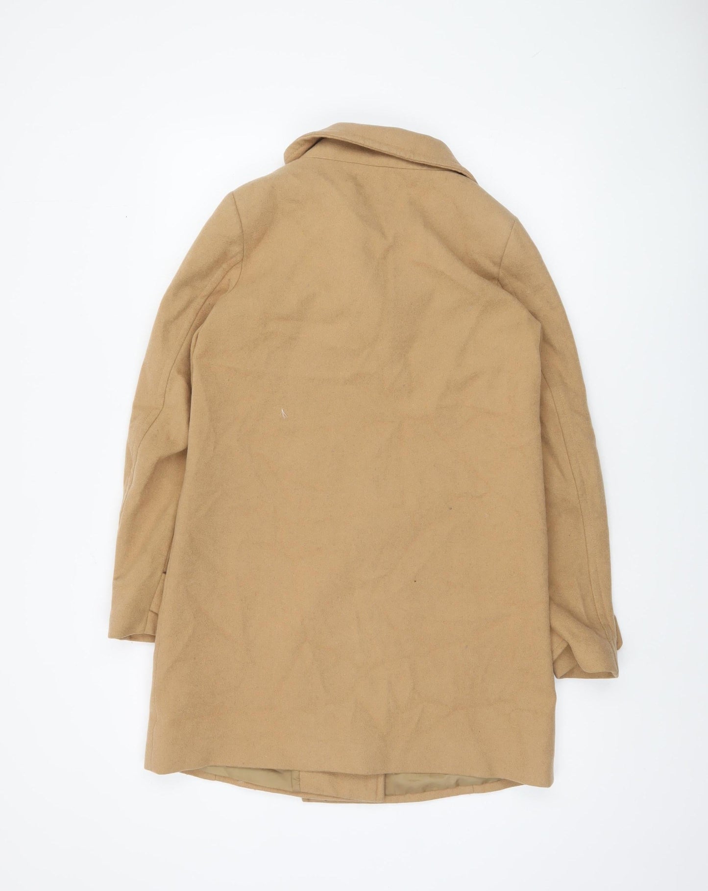 United Colors of Benetton Women's Beige Wool Mid-Length Coat UK 6