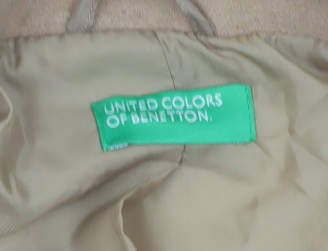 United Colors of Benetton Women's Beige Wool Mid-Length Coat UK 6