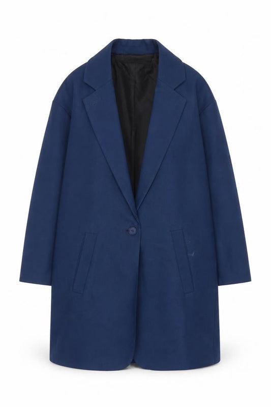 Boohoo Women's Blue Longline Single-Breasted Blazer UK 10