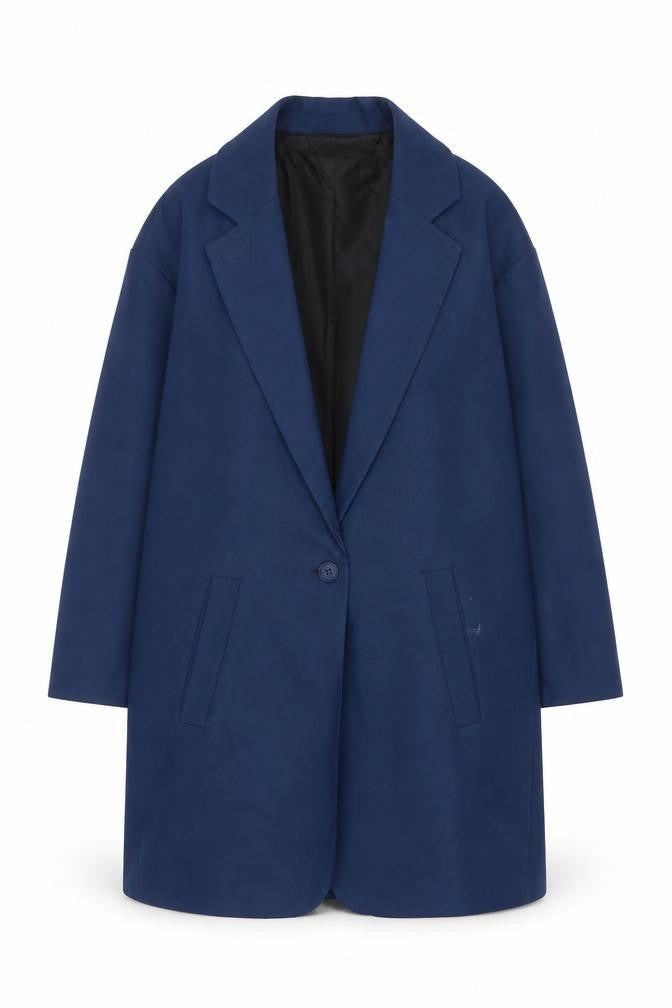Boohoo Women's Blue Longline Single-Breasted Blazer UK 10