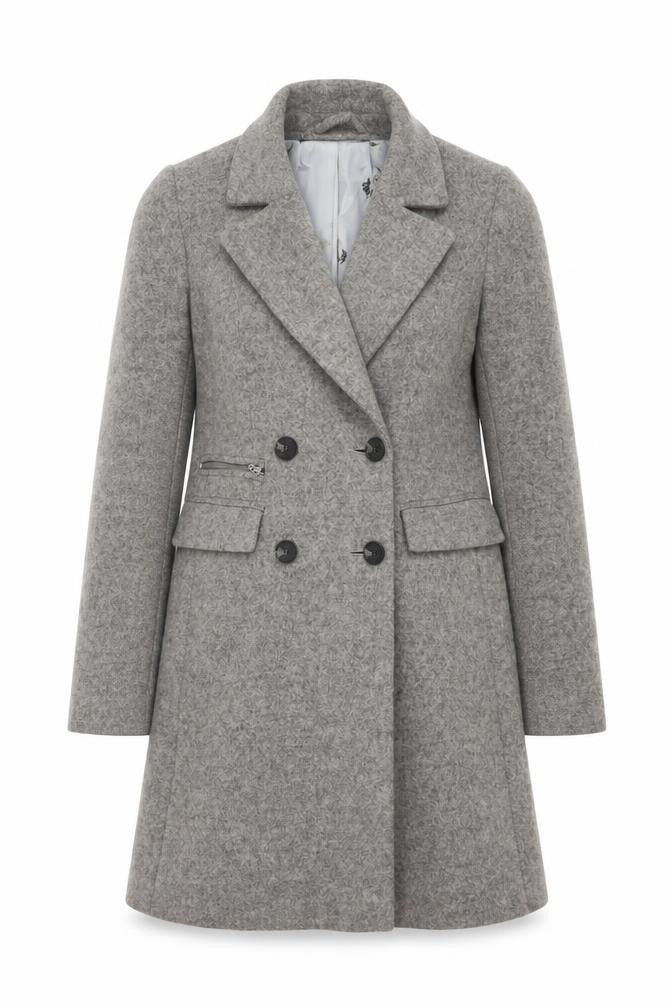 Next Women’s Grey Wool Blend Long Overcoat Size 8