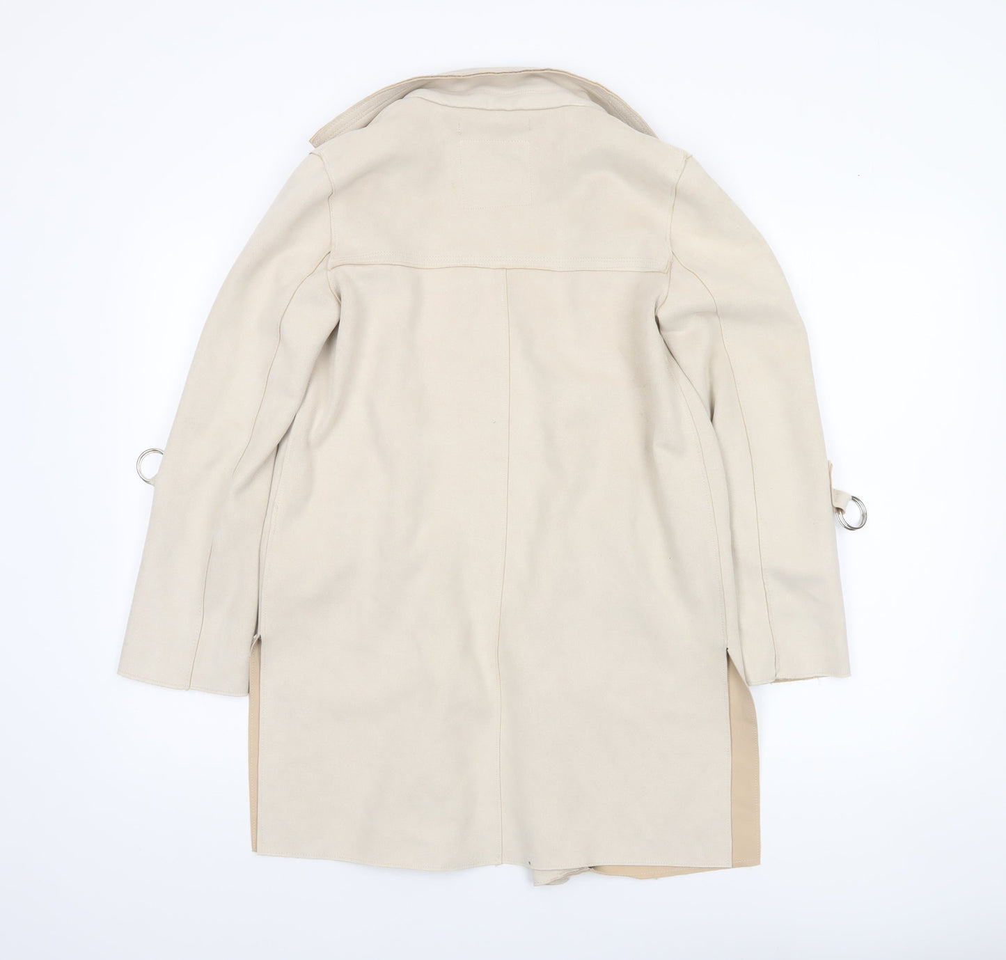 Bershka Womens Beige Suede Mid-Length Overcoat XS