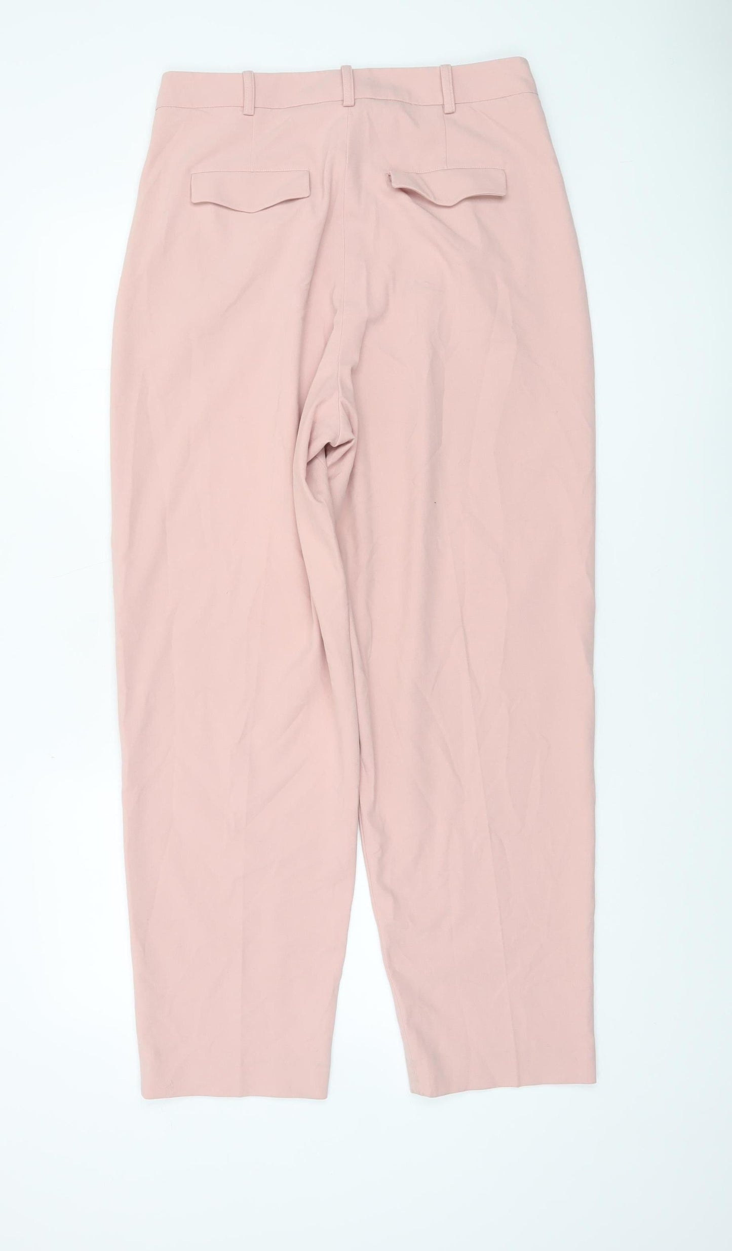 Warehouse Women's Pink Pleated High Rise Tapered Trousers Size 12