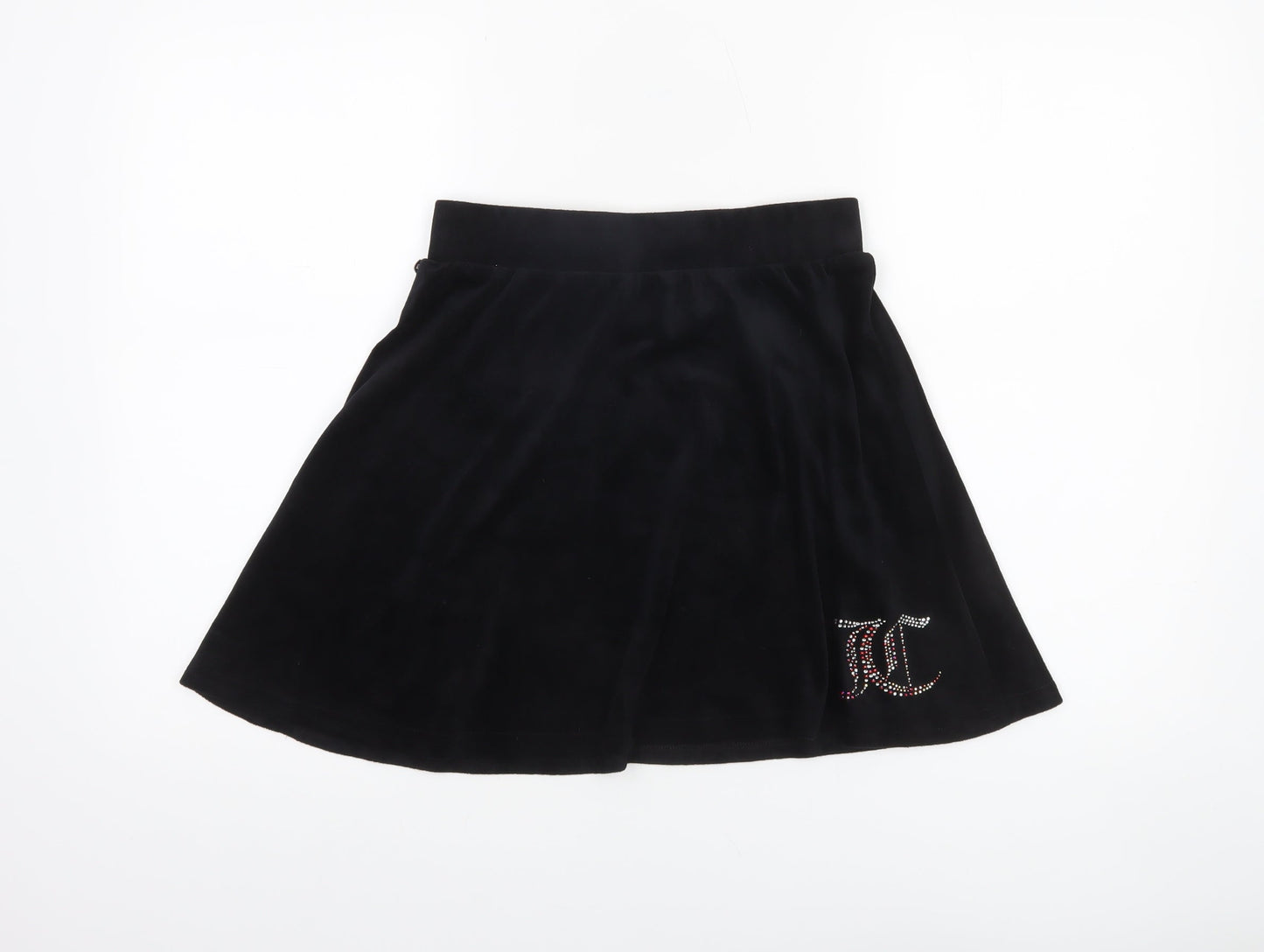 Juicy Couture Girls Black Velour Skater Skirt 13 Years Rhinestone Logo