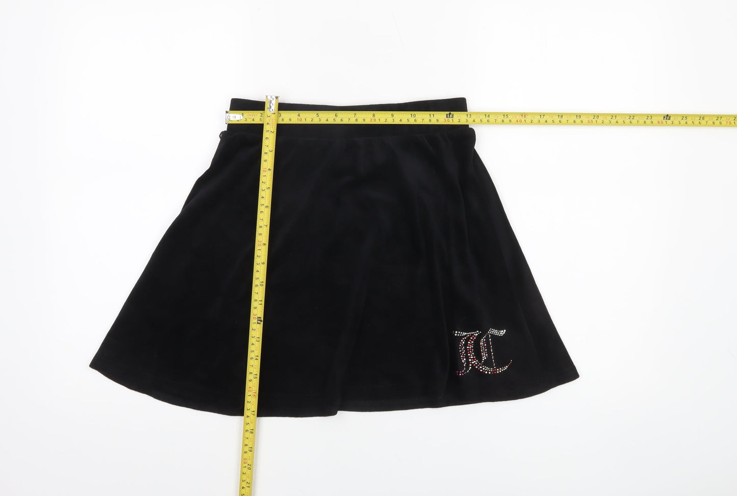 Juicy Couture Girls Black Velour Skater Skirt 13 Years Rhinestone Logo