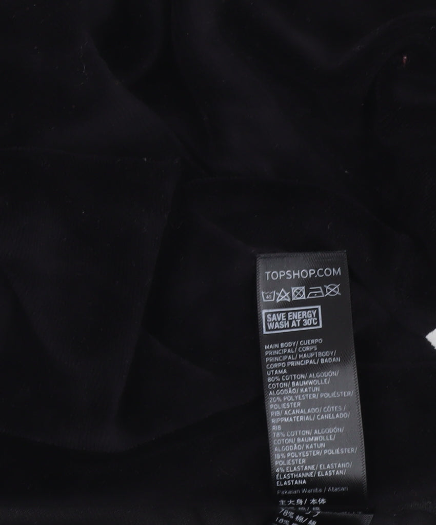 Topshop Women Black Velvet Cropped Pullover Sweatshirt Size M