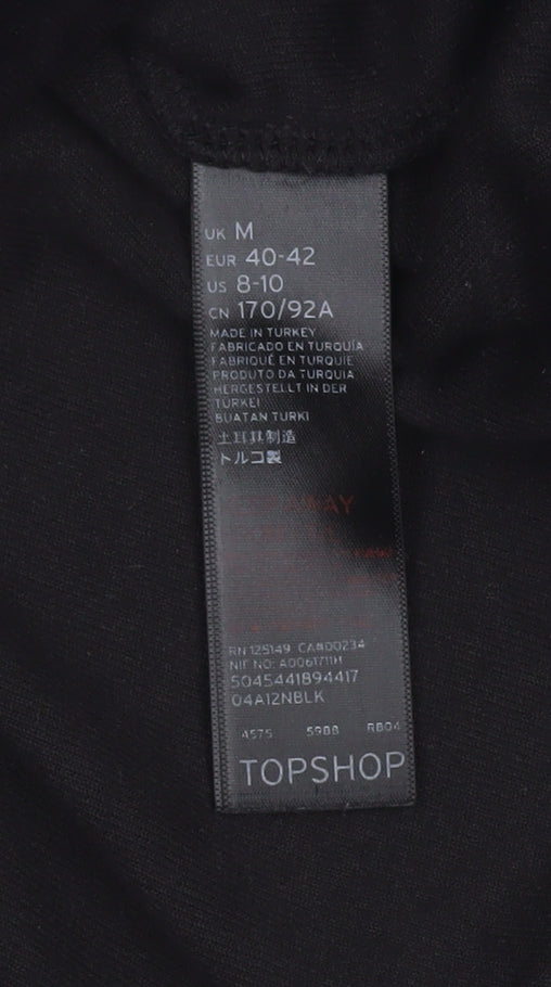 Topshop Women Black Velvet Cropped Pullover Sweatshirt Size M