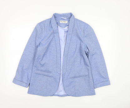Additional front view of Miss Selfridge Women Blue, size 14, Shawl Collar Blazer Jacket
