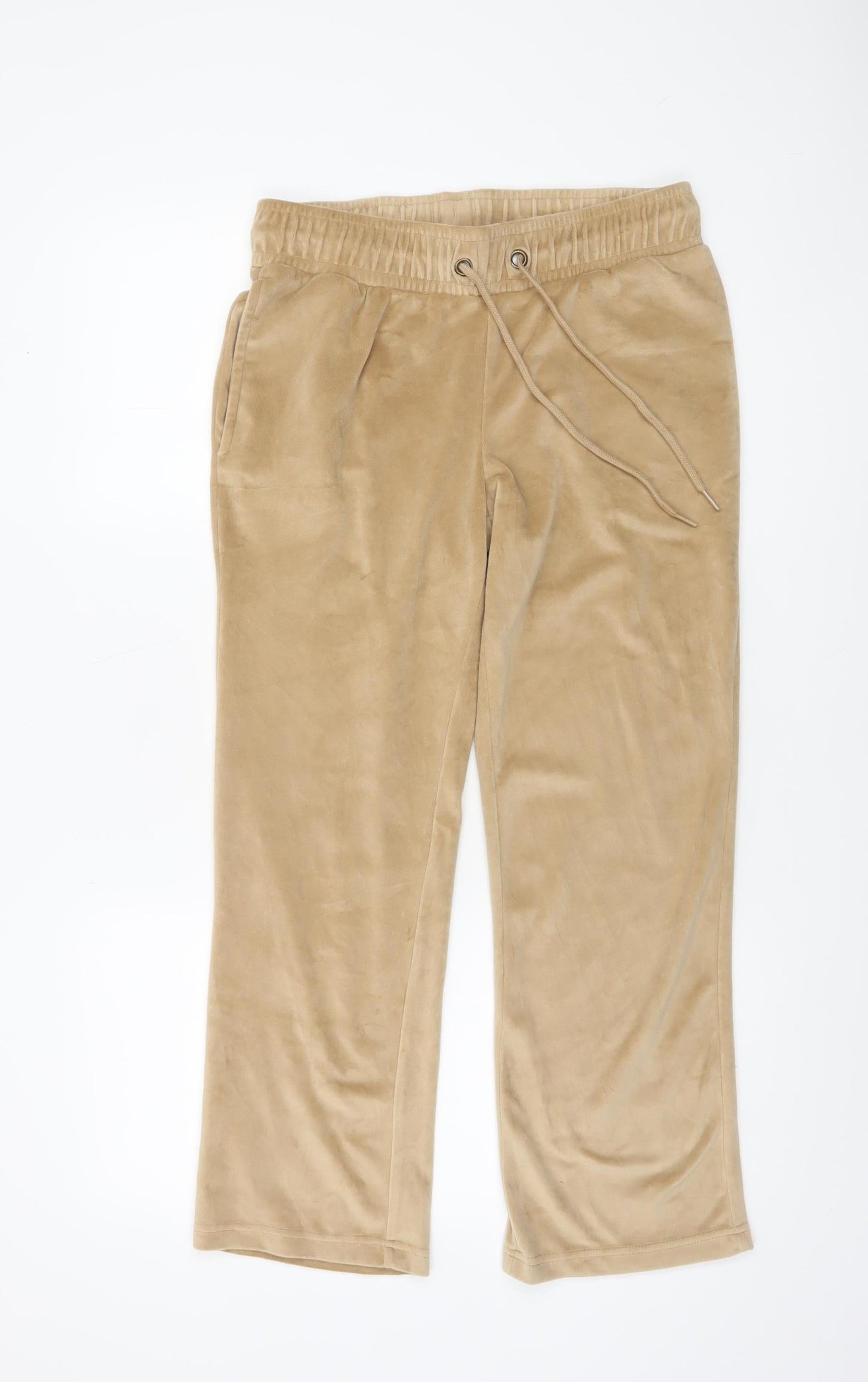 Cotton Traders Womens Beige Velour Joggers Size 10 Elastic Waist
