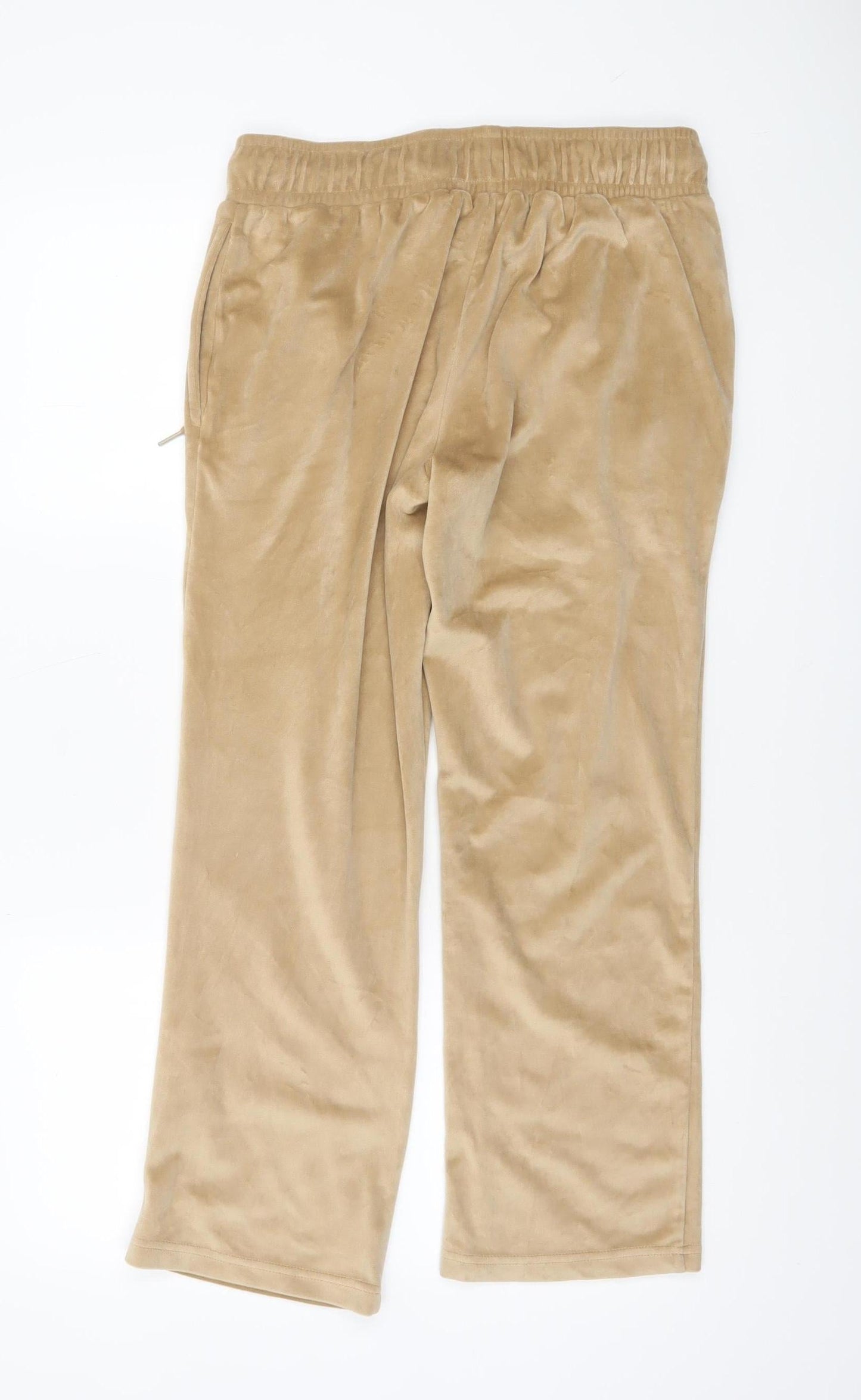 Cotton Traders Womens Beige Velour Joggers Size 10 Elastic Waist