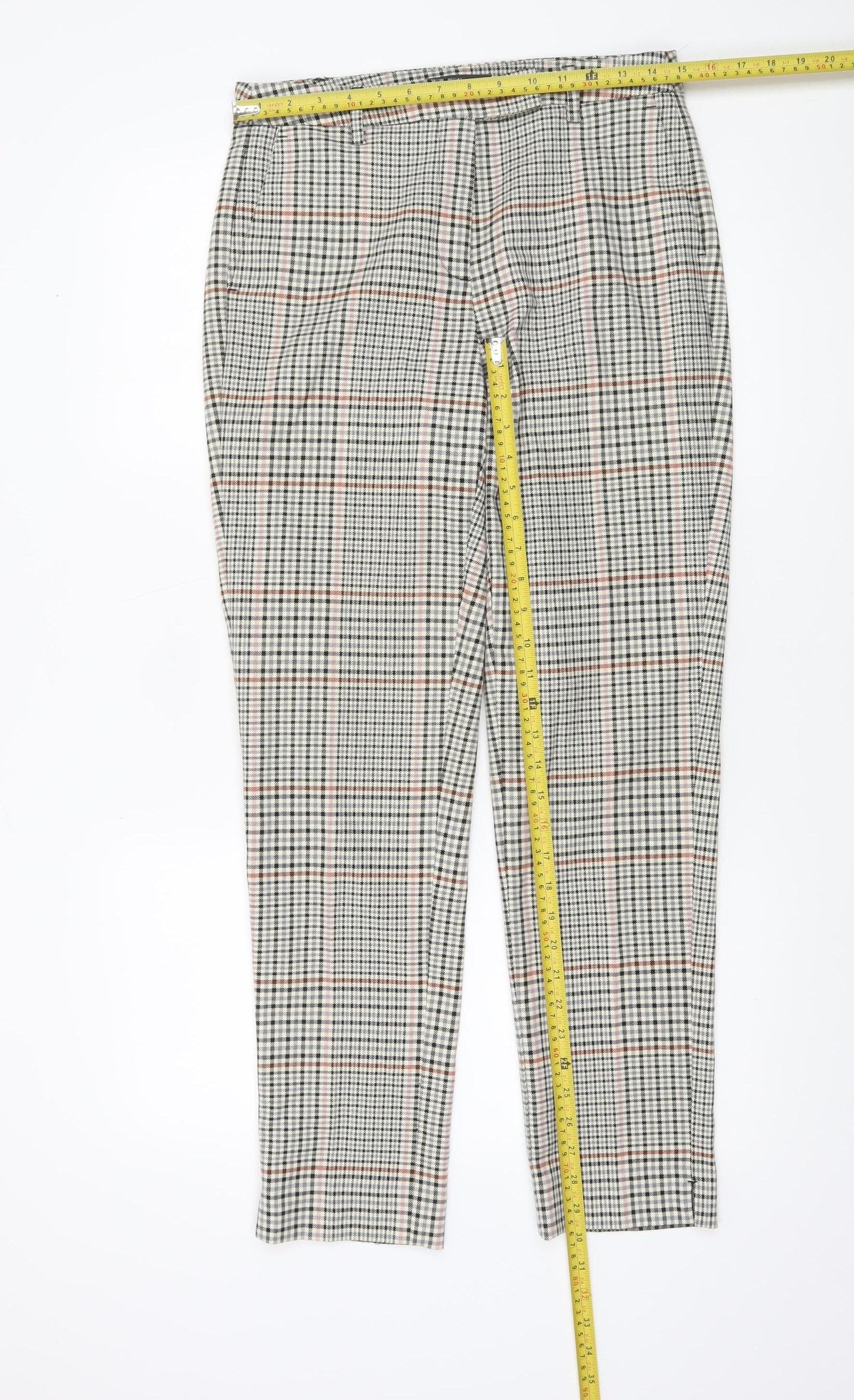 Marks and Spencer Womens Multicoloured Check Trousers Size 10 Regular
