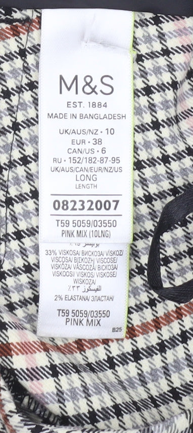 Marks and Spencer Womens Multicoloured Check Trousers Size 10 Regular
