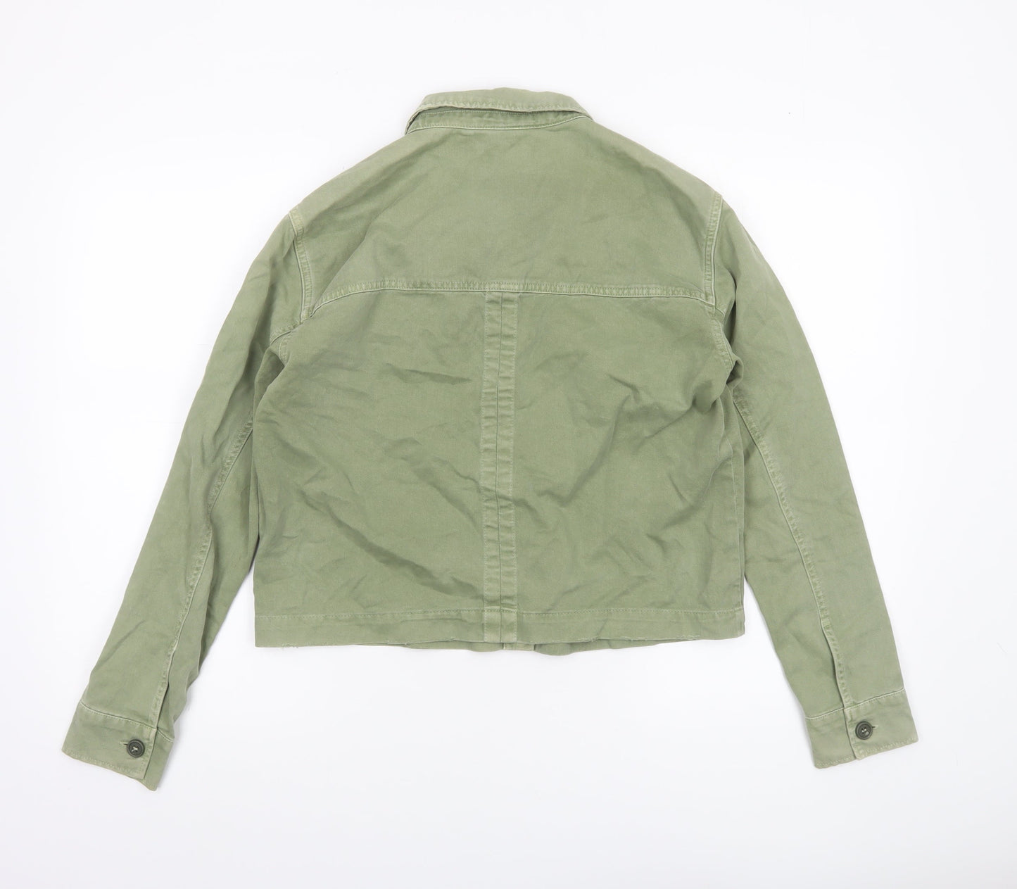Pull&Bear Womens Green Military Cotton Jacket Size 8 Regular Fit