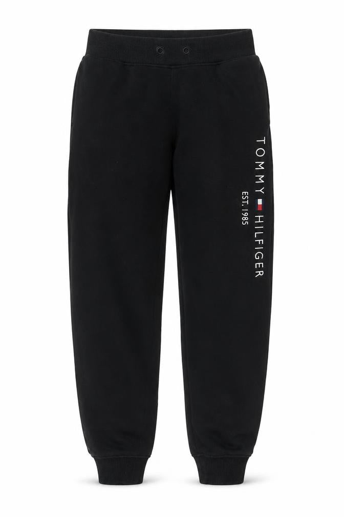 Tommy Hilfiger Boys Black Jogger Sweatpants 164cm Elastic Waist Fleece