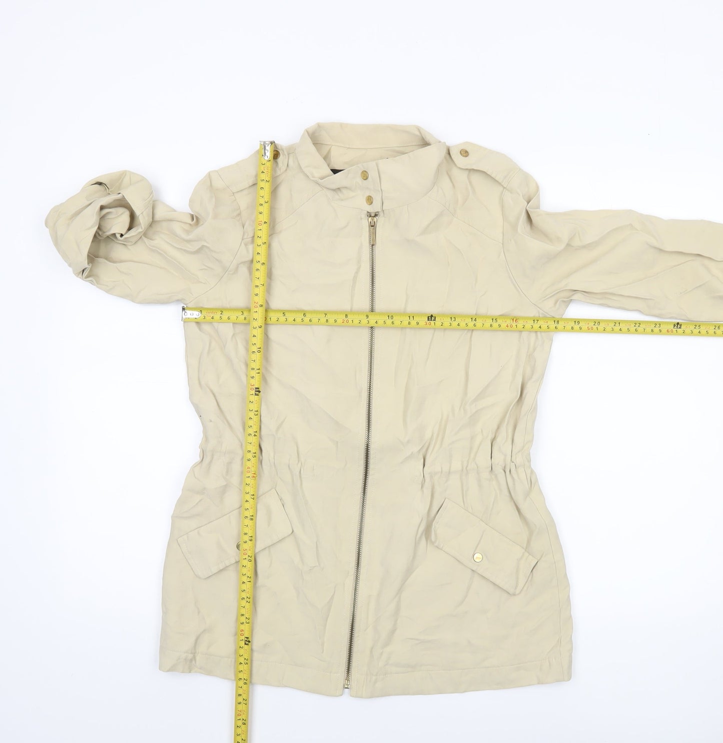 Zara Women Beige XS Anorak Jacket with Pockets