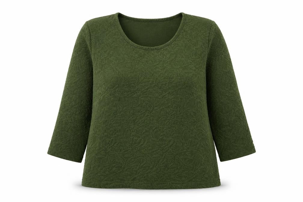 Klass Womens Green XL 3/4 Sleeve Scoop Neck Jersey Blouse