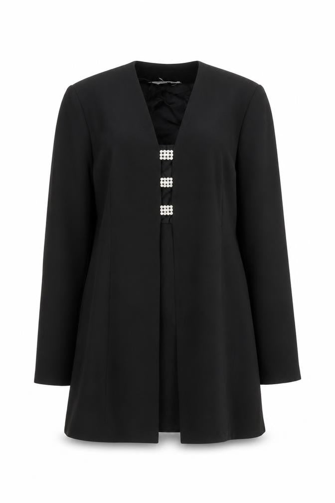 Whimsy Women's Black Mid-Length Blazer Jacket Size 10