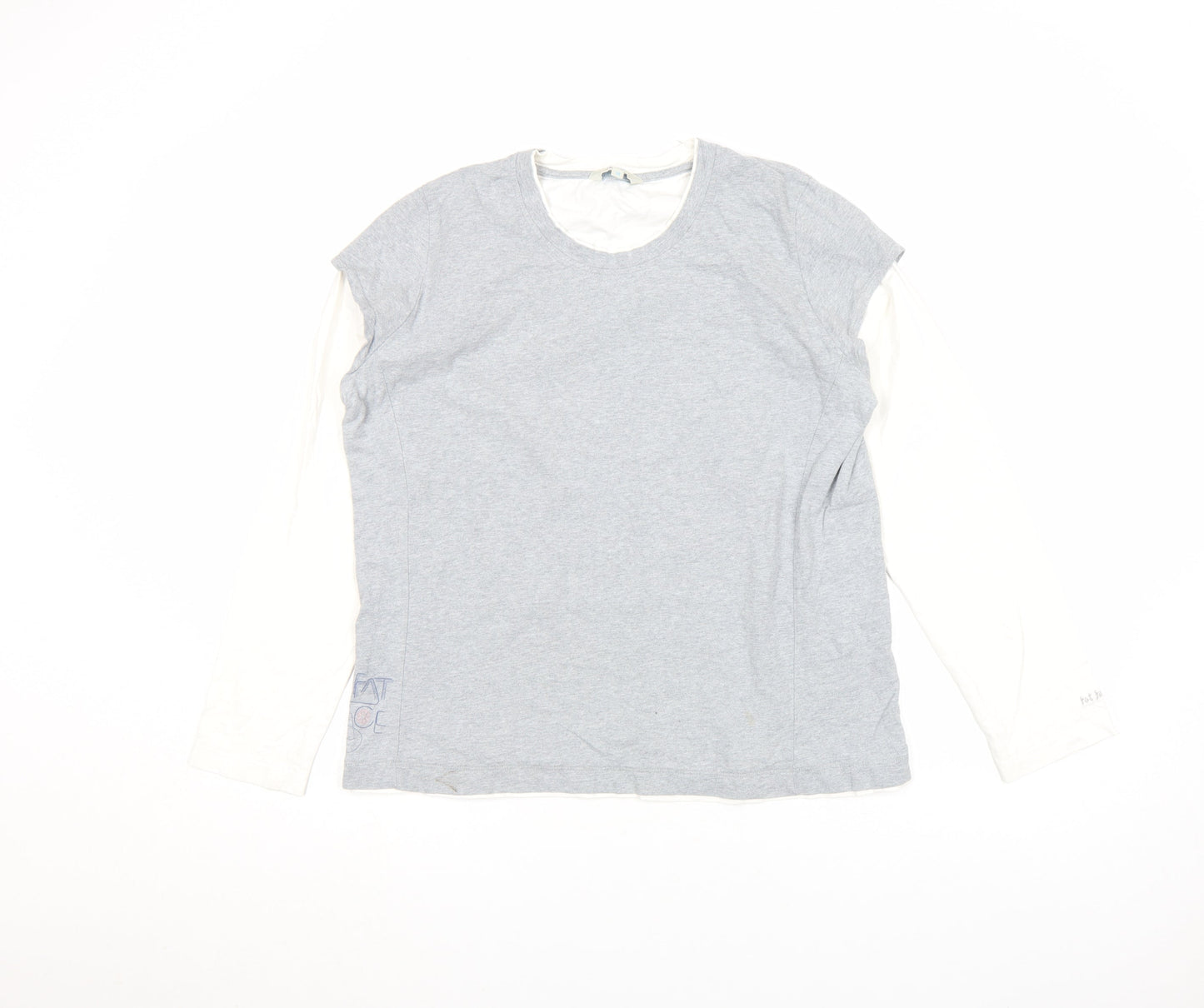 Fat Face Women's Grey Long Sleeve Cotton T-Shirt Size 18