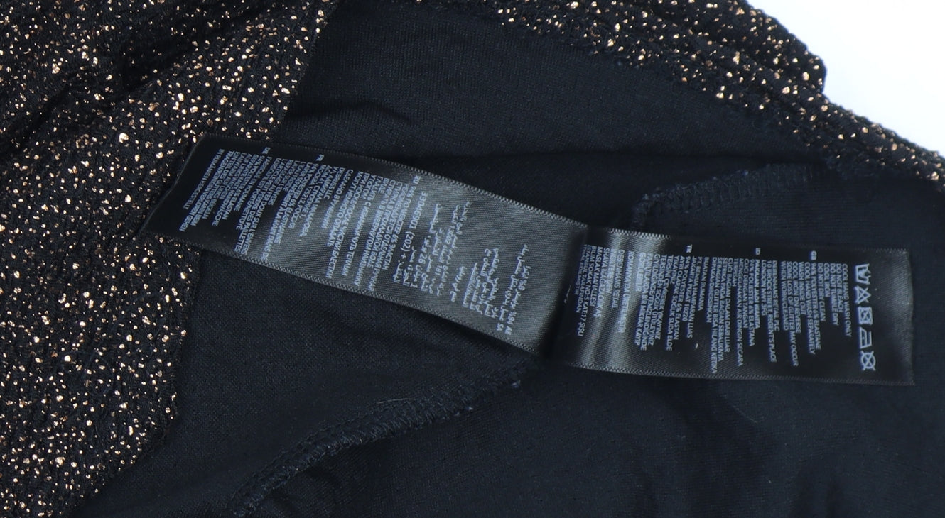 STAR by Julien Macdonald Women's Black Glitter Off Shoulder Top Size 14