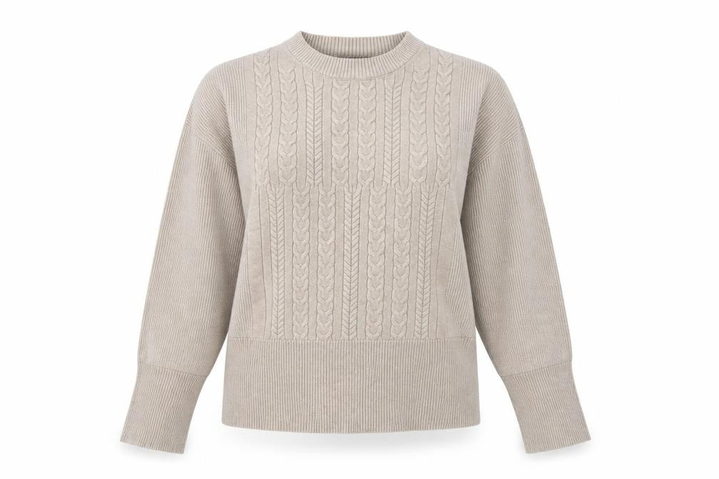 Marks & Spencer Women’s Beige Cable-Knit Wool Blend Jumper M