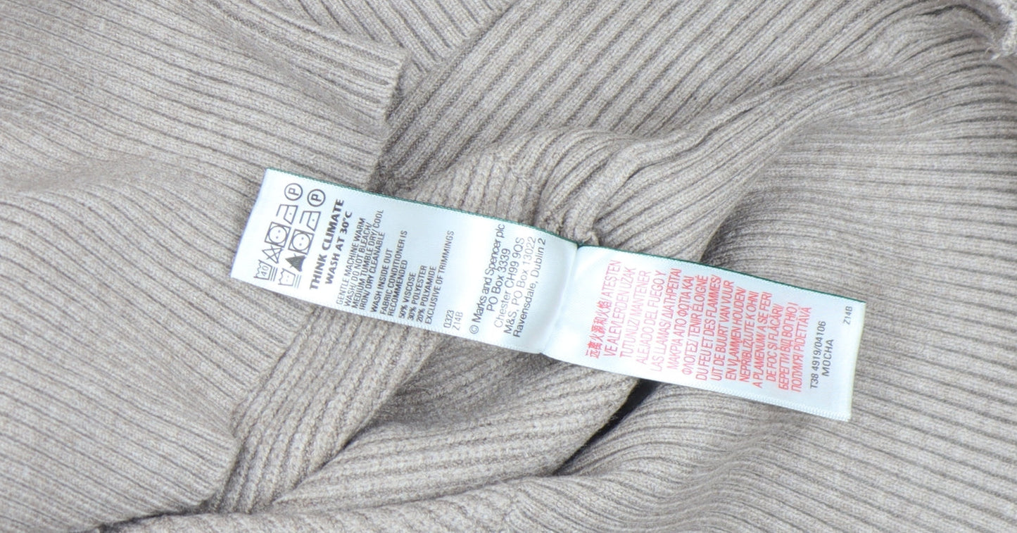 Marks and Spencer Women’s Beige Cable-Knit Wool Blend Jumper M