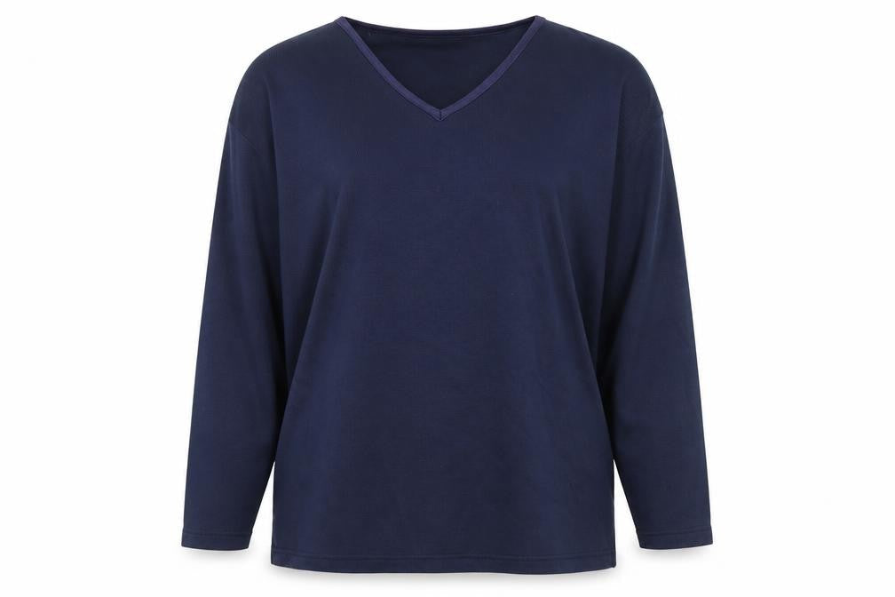 Globerange Collection Women’s Blue V-Neck Long Sleeve Jersey Top M