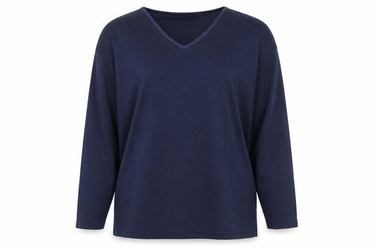Globerange Collection Women’s Blue V-Neck Long Sleeve Jersey Top M