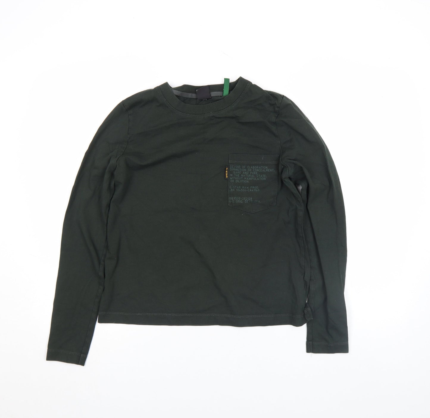 G-Star RAW Womens Green Long Sleeve Cotton Crew Neck T-Shirt S