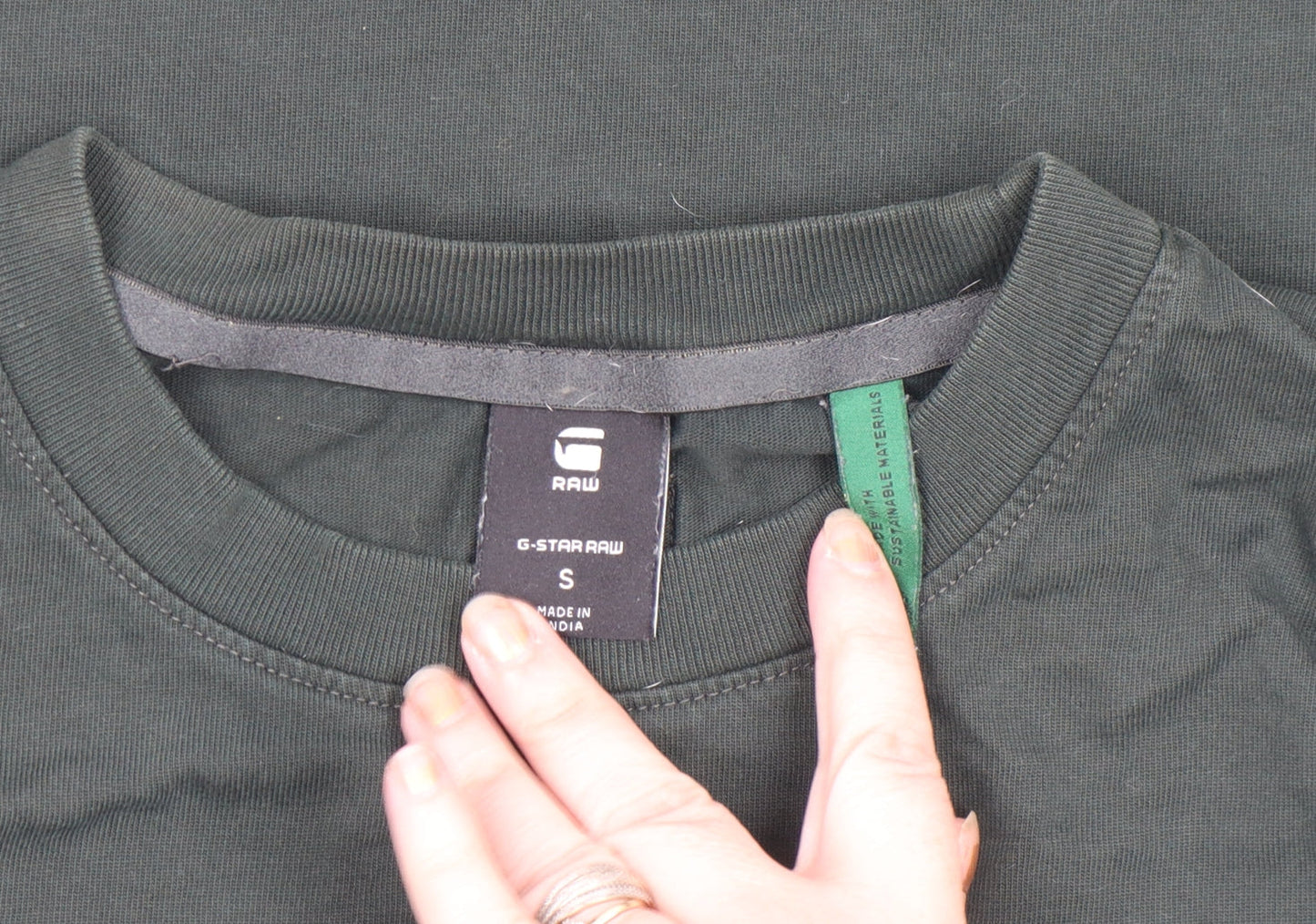 G-Star RAW Womens Green Long Sleeve Cotton Crew Neck T-Shirt S