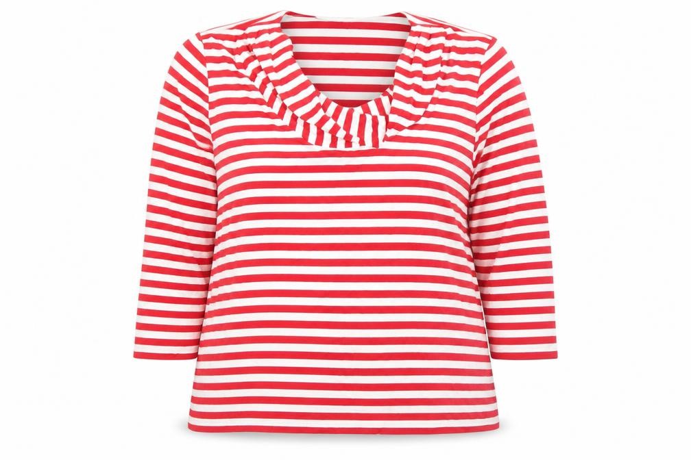 Phase Eight Women’s Red White Striped 3/4 Sleeve Scoop Neck Jersey Top Size 18