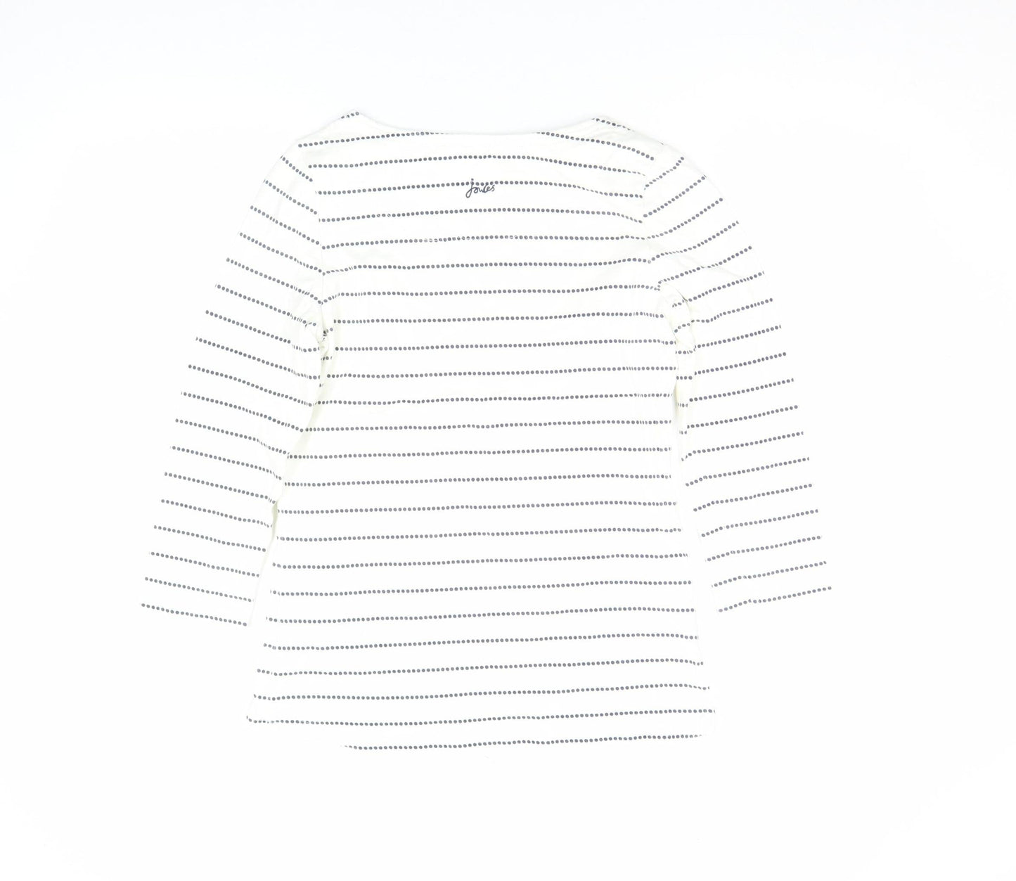 Joules Women's White Striped 3/4 Sleeve Boat Neck Cotton Top Size 8