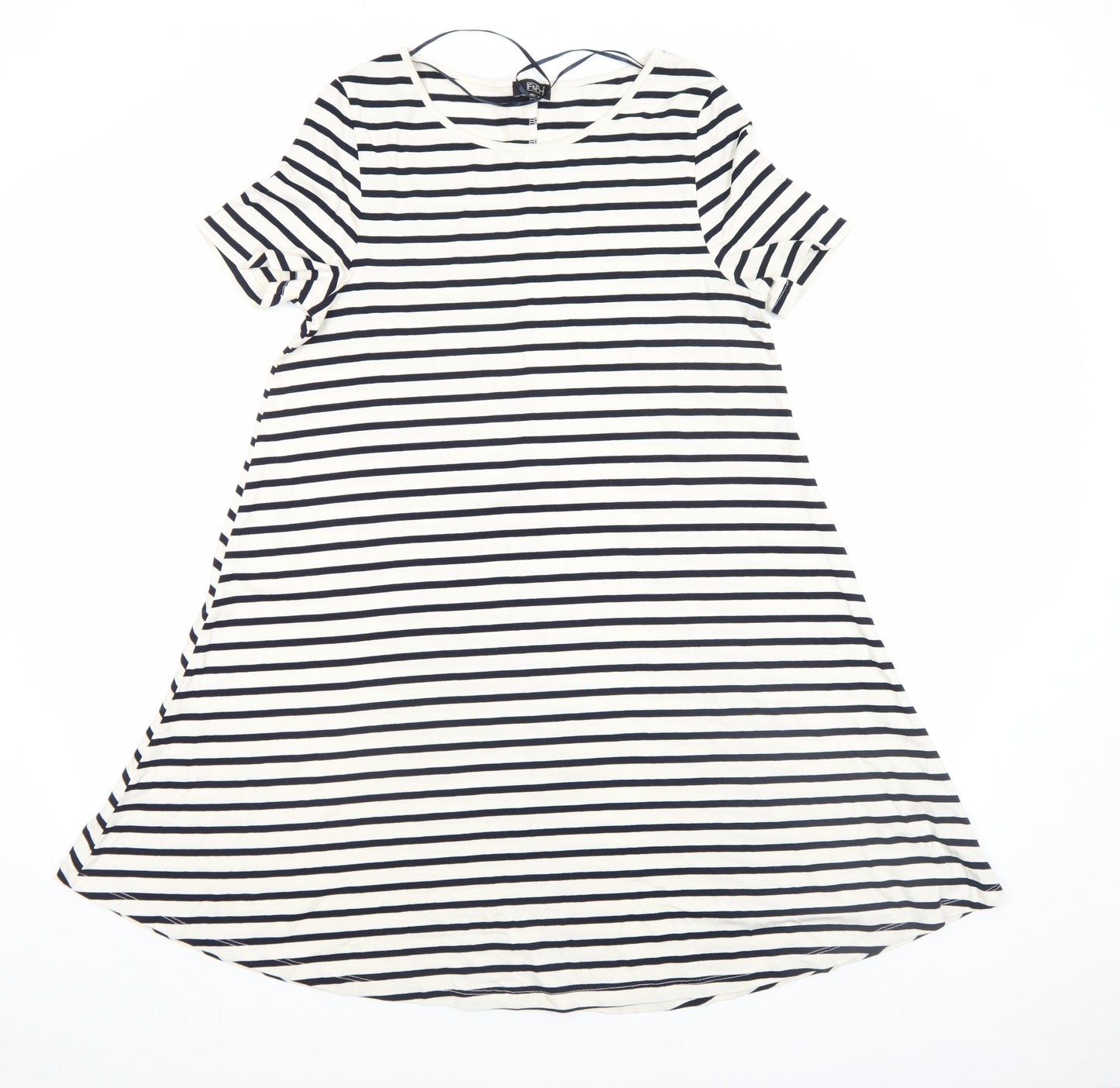 F&F Women’s Navy White Stripe A-Line Jersey Knee Dress Size 12