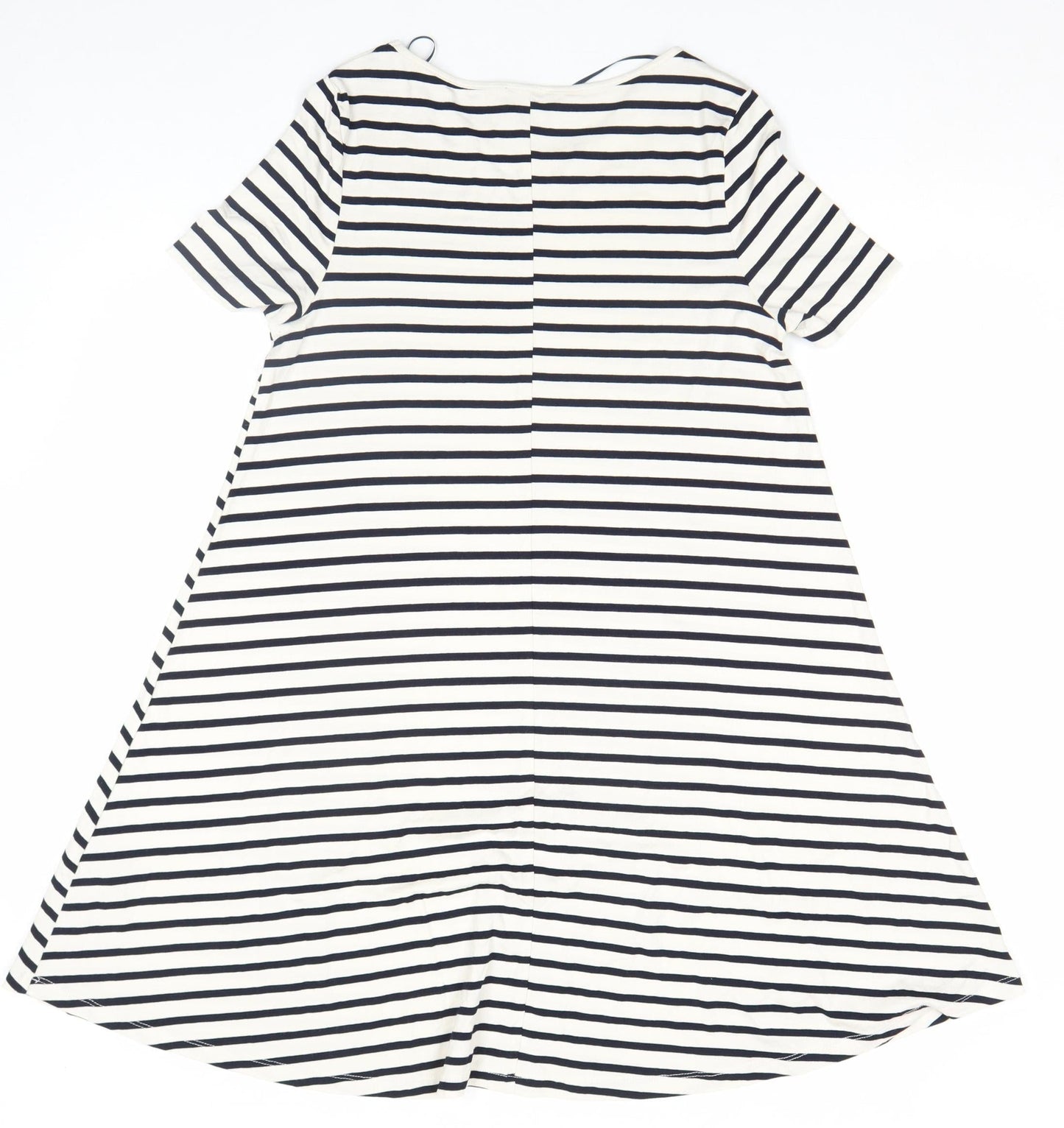 F&F Women’s Navy White Stripe A-Line Jersey Knee Dress Size 12
