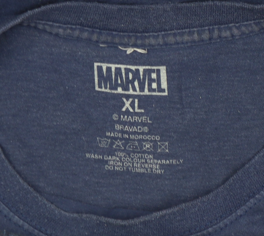 Marvel Men's Blue Deadpool Graphic Print Cotton T-Shirt XL