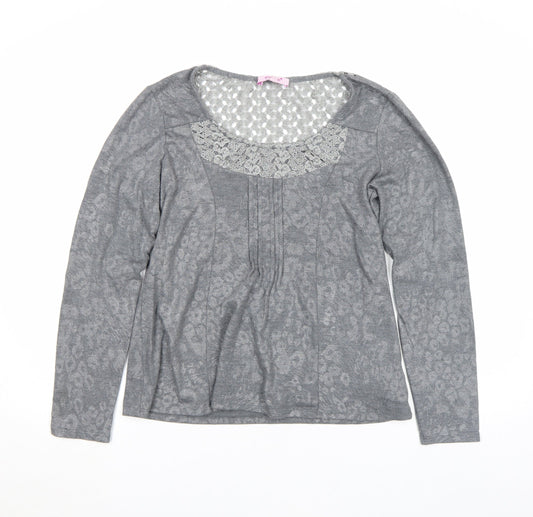 Marks and Spencer Per Una Womens Grey Animal Lace Tunic Top Size 12
